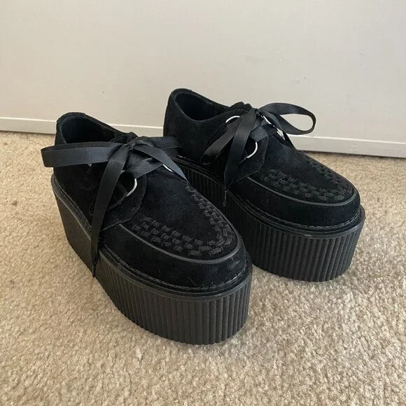 New TUK Black Suede Classic Stratocreeper Shoes with TUK Satin Laces - Picture 1 of 8